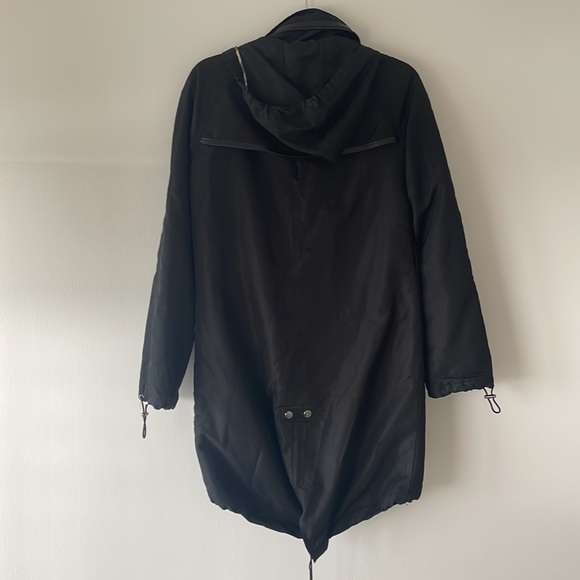 Burberry London Leather Trim Zip Coat Black Nova Check Shimmer US 4🧥🇬🇧 - Picture 2 of 6